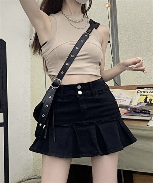FREE STYLISTS(フリー スタイリスト)の「裾切替プリーツデニムミニスカート(デニムスカート・レディース・ブラック/ライトブルー/ブルー・L/XS/S/M/XL)」の19枚目の写真