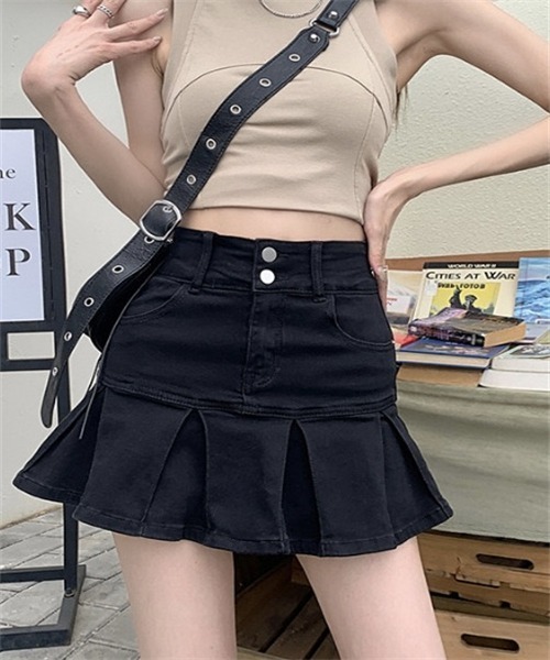 FREE STYLISTS(フリー スタイリスト)の「裾切替プリーツデニムミニスカート(デニムスカート・レディース・ブラック/ライトブルー/ブルー・L/XS/S/M/XL)」の16枚目の写真