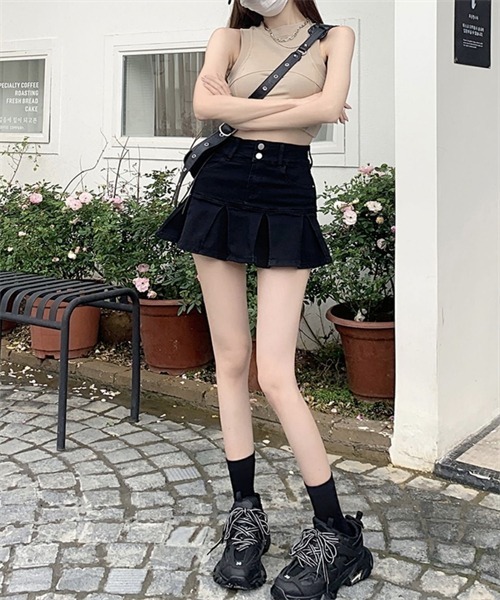 FREE STYLISTS(フリー スタイリスト)の「裾切替プリーツデニムミニスカート(デニムスカート・レディース・ブラック/ライトブルー/ブルー・L/XS/S/M/XL)」の6枚目の写真
