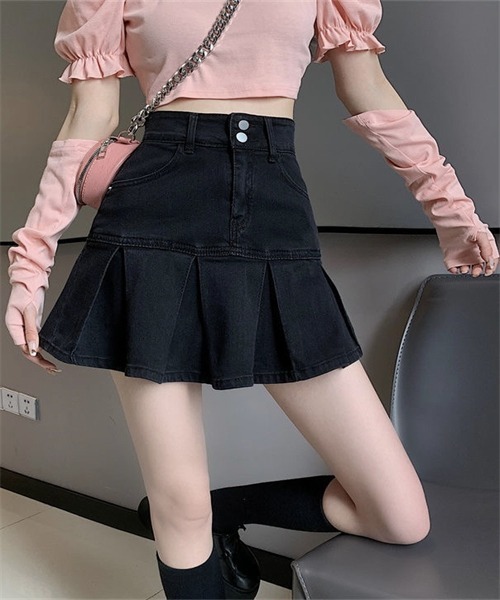 FREE STYLISTS(フリー スタイリスト)の「裾切替プリーツデニムミニスカート(デニムスカート・レディース・ブラック/ライトブルー/ブルー・L/XS/S/M/XL)」の12枚目の写真