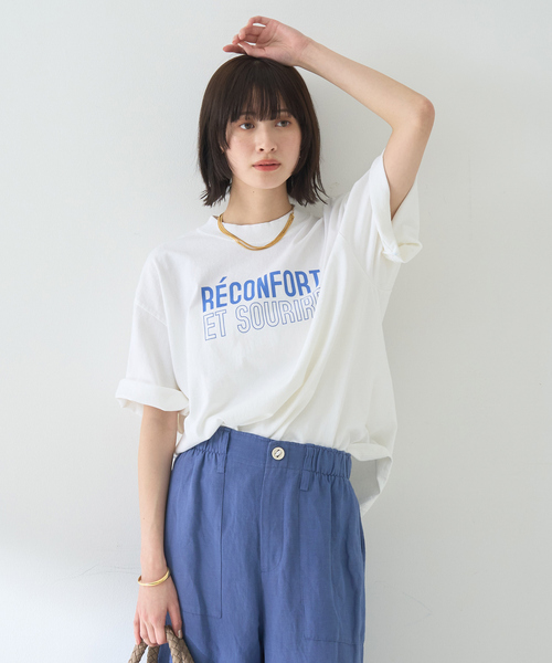 Rouge vif Anna（ルージュヴィフアンナ）の「ピグメントダイカジュアルロゴBIG Tシャツ（Tシャツ/カットソー・レディース・クリーム/ホワイト・フリー）」の3枚目の写真