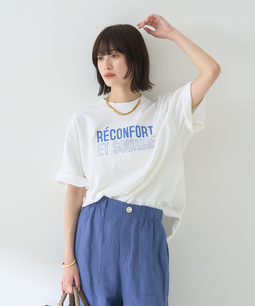 Rouge vif Anna（ルージュヴィフアンナ）の「ピグメントダイカジュアルロゴBIG Tシャツ（Tシャツ/カットソー・レディース・クリーム/ホワイト・フリー）」の4枚目の写真