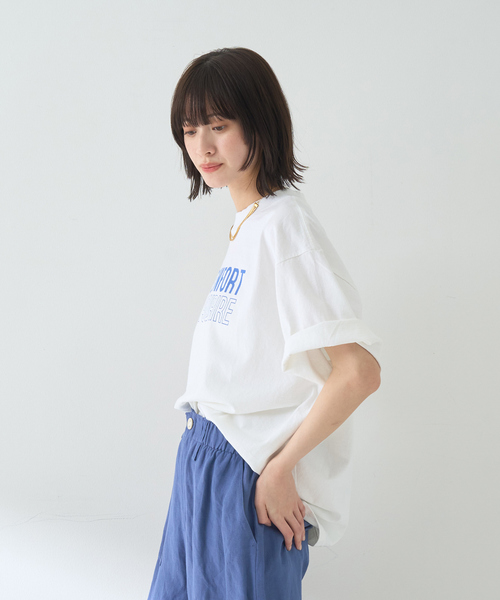 Rouge vif Anna（ルージュヴィフアンナ）の「ピグメントダイカジュアルロゴBIG Tシャツ（Tシャツ/カットソー・レディース・クリーム/ホワイト・フリー）」の5枚目の写真