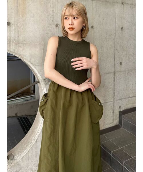 MURUA（ムルーア）の「ニットドッキングワンピース（ワンピース・レディース・ブラック/カーキ・FREE）」の18枚目の写真