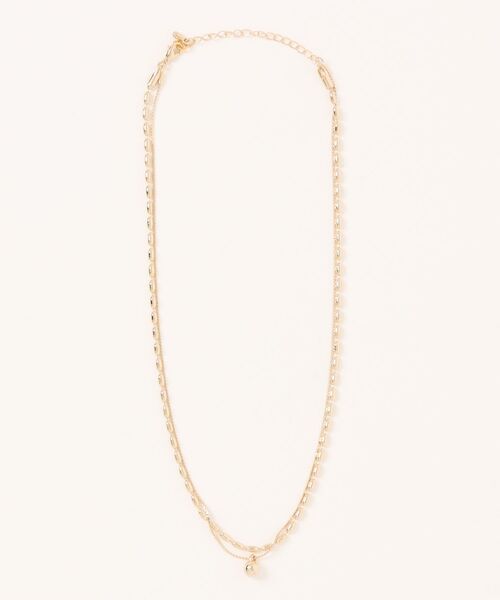 Q（キュー）の「金属ボール２連ネックレス（ネックレス・レディース・ゴールド・ONE SIZE）」の5枚目の写真