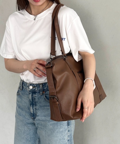 MYMOOD.(マイムード)の「【A4収納可能】PU 2WAYマルチショルダーバッグ ボストンバッグ(ボストンバッグ・レディース・ブラウン/ブラック/アイボリー・FREE)」の21枚目の写真