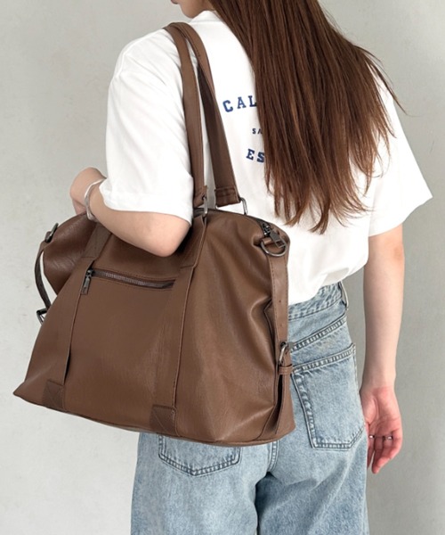 MYMOOD.(マイムード)の「【A4収納可能】PU 2WAYマルチショルダーバッグ ボストンバッグ(ボストンバッグ・レディース・ブラウン/ブラック/アイボリー・FREE)」の22枚目の写真
