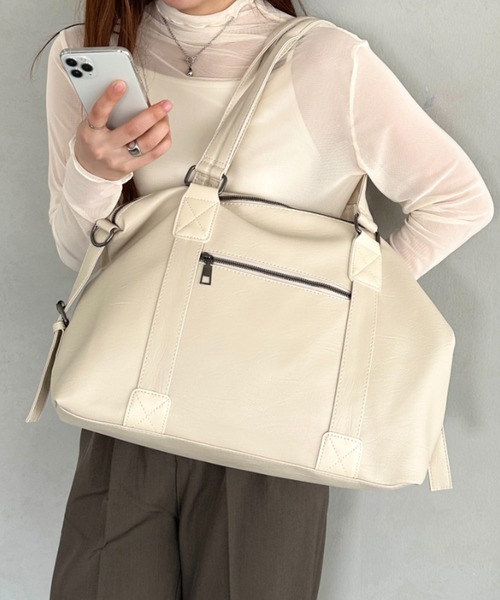 セール】【A4収納可能】PU 2WAYマルチショルダーバッグ ボストン