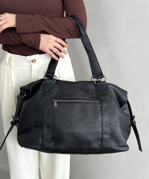 【美品】ポーター　2way　大容量　A4収納可能　ボストンバッグ　ブラック セール】【A4収納可能】PU 2WAYマルチショルダーバッグ ボストン
