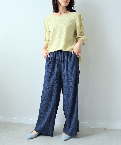 leswel(レスウェル)の「【L~5L 大きいサイズ】ジャガード楊柳イージーパンツ(その他パンツ・レディース・ブラック/ネイビー・LL/3L/4L/5L/L)」の9枚目の写真