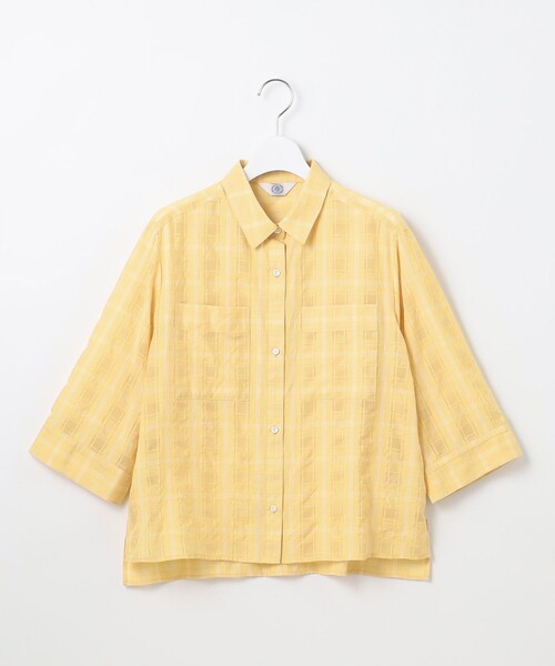 J.PRESS Ladies(J.プレス レディス)の「【洗える】SHEER チェック シャツ ブラウス(シャツ/ブラウス・レディース・ピーコックグリーン系3/オレンジ系3/ホワイト系3・XS)」の11枚目の写真