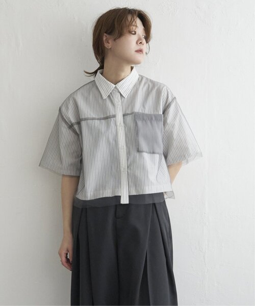 notch.（ノッチ）の「チュールレイヤード半袖シャツ（シャツ/ブラウス・レディース・オフホワイト/ブルー/ベージュ・M）」の2枚目の写真