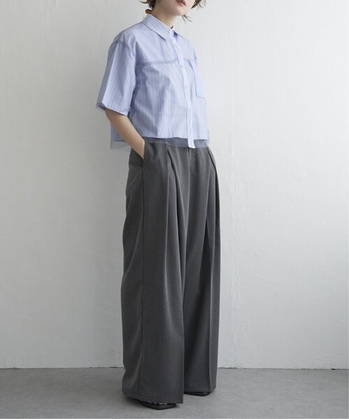 notch.（ノッチ）の「チュールレイヤード半袖シャツ（シャツ/ブラウス・レディース・オフホワイト/ブルー/ベージュ・M）」の9枚目の写真