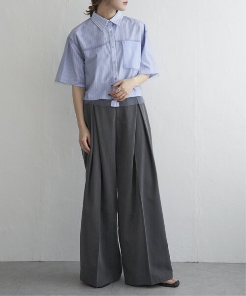 notch.（ノッチ）の「チュールレイヤード半袖シャツ（シャツ/ブラウス・レディース・オフホワイト/ブルー/ベージュ・M）」の10枚目の写真