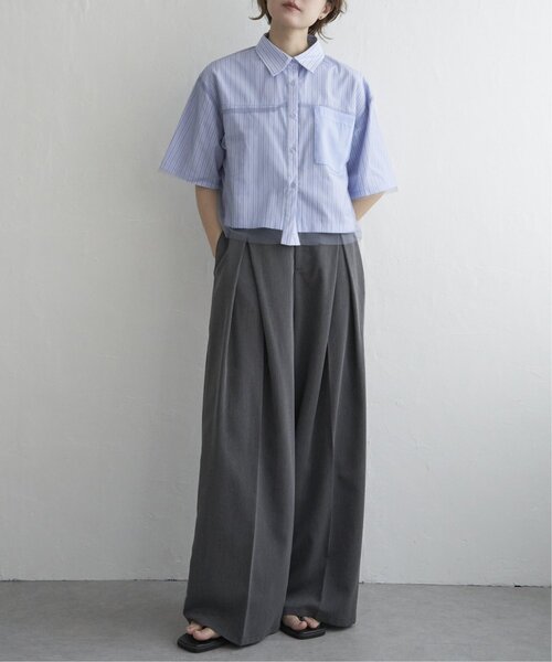 notch.（ノッチ）の「チュールレイヤード半袖シャツ（シャツ/ブラウス・レディース・オフホワイト/ブルー/ベージュ・M）」の11枚目の写真