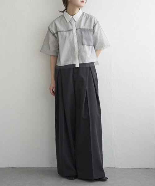 notch.（ノッチ）の「チュールレイヤード半袖シャツ（シャツ/ブラウス・レディース・オフホワイト/ブルー/ベージュ・M）」の17枚目の写真