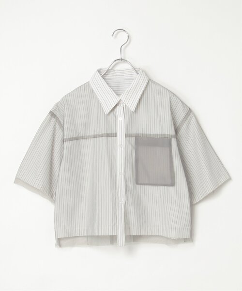 【新品】ピコネXSチュッチュシャツブラウスチュール限定完売品 Chico（チコ）の「【2024SS】チュールフリル短丈シャツ（シャツ