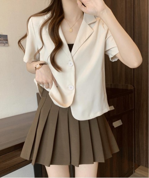 WEGO（ウィゴー）の「WEGO/半袖ショートテーラードジャケット（テーラードジャケット・レディース・ピンク/ブラック/ホワイト/ライトピンク・MEDIUM/LARGE）」の20枚目の写真