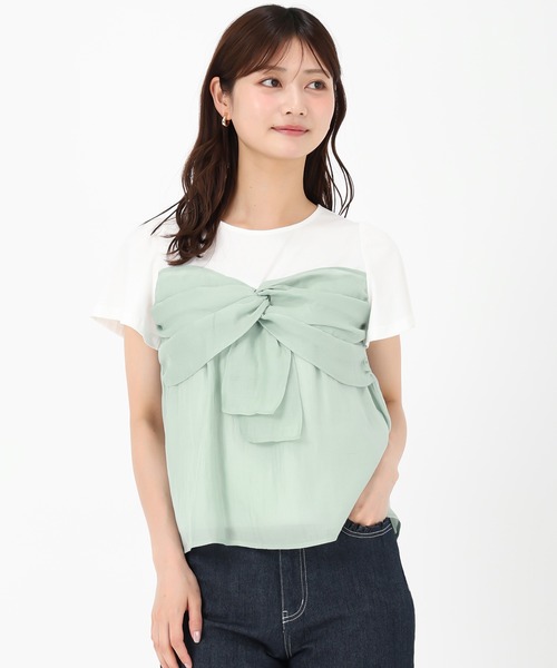 MISCH MASCH(ミッシュマッシュ)の「リボンビスチェカットソー(Tシャツ/カットソー・レディース・ブラック/ライトグリーン・フリ-)」の8枚目の写真