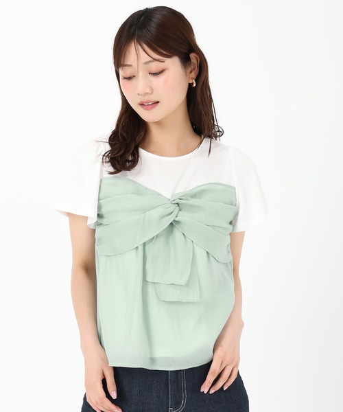 MISCH MASCH(ミッシュマッシュ)の「リボンビスチェカットソー(Tシャツ/カットソー・レディース・ブラック/ライトグリーン・フリ-)」の9枚目の写真