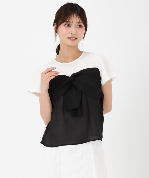MISCH MASCH(ミッシュマッシュ)の「リボンビスチェカットソー(Tシャツ/カットソー・レディース・ブラック/ライトグリーン・フリ-)」の11枚目の写真