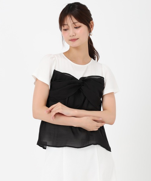 MISCH MASCH(ミッシュマッシュ)の「リボンビスチェカットソー(Tシャツ/カットソー・レディース・ブラック/ライトグリーン・フリ-)」の12枚目の写真