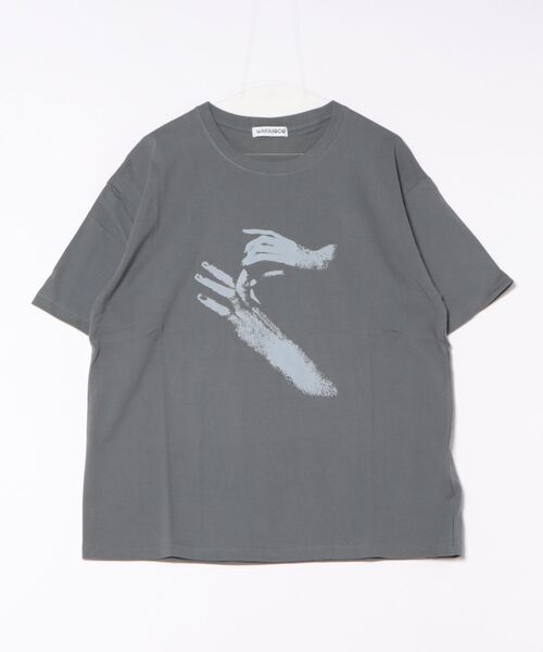 ARCHIVER(アーカイバ)の「【Bz】HANDプリントオーバーサイズTシャツ(Tシャツ/カットソー・メンズ・ホワイト/グレー/ブラック・FREE)」の3枚目の写真