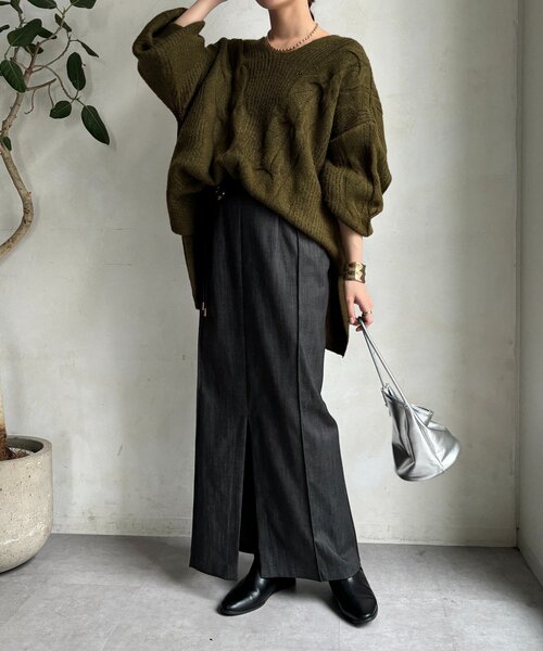 DouDou（ドゥドゥ）の「【一部WEB限定カラー】リヨセルデニムボックスピンタックスカート（スカート・レディース・ベージュ/インディゴブルー/ブラック・38/36）」の17枚目の写真