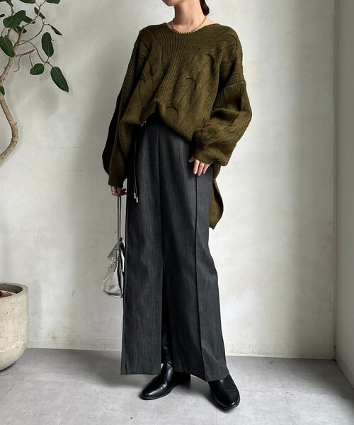 DouDou（ドゥドゥ）の「【一部WEB限定カラー】リヨセルデニムボックスピンタックスカート（スカート・レディース・ベージュ/インディゴブルー/ブラック・38/36）」の18枚目の写真