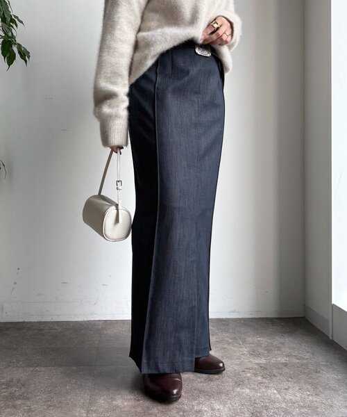 DouDou（ドゥドゥ）の「【一部WEB限定カラー】リヨセルデニムボックスピンタックスカート（スカート・レディース・ベージュ/インディゴブルー/ブラック・38/36）」の6枚目の写真