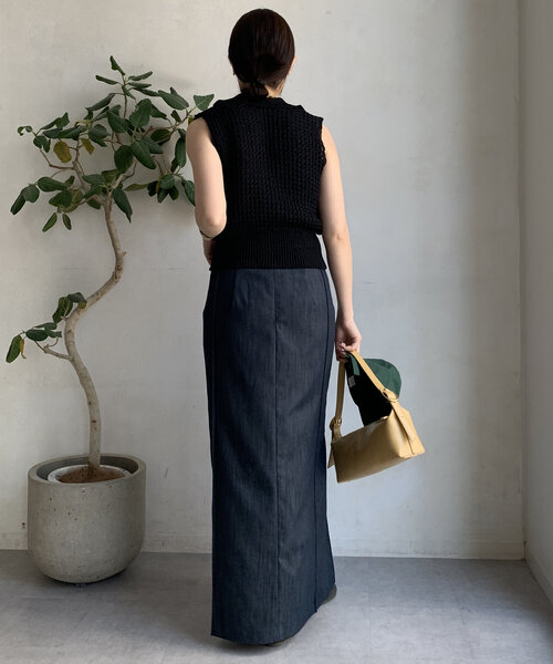 DouDou（ドゥドゥ）の「【一部WEB限定カラー】リヨセルデニムボックスピンタックスカート（スカート・レディース・ベージュ/インディゴブルー/ブラック・38/36）」の12枚目の写真
