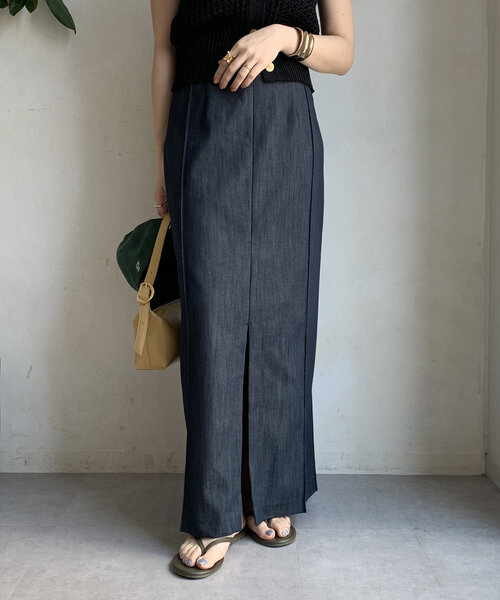 DouDou（ドゥドゥ）の「【一部WEB限定カラー】リヨセルデニムボックスピンタックスカート（スカート・レディース・ベージュ/インディゴブルー/ブラック・38/36）」の14枚目の写真