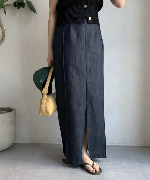 DouDou（ドゥドゥ）の「【一部WEB限定カラー】リヨセルデニムボックスピンタックスカート（スカート・レディース・ベージュ/インディゴブルー/ブラック・38/36）」の15枚目の写真