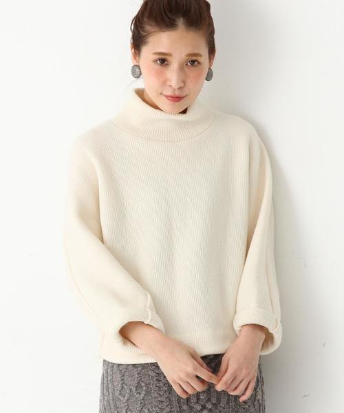 Another Edition（アナザーエディション）の「ウールコットンセッケツタートル/ AEBC W/CセッケツTTL（Tシャツ/カットソー・レディース・オフホワイト/ライトグレー・フリー）」の2枚目の写真