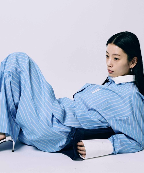 led.tokyo（レッドトウキョウ）の「【led.tokyo】LAYERED TUCK PANTS/レイヤードタックパンツ（その他パンツ・レディース・グレー/ブルー・1/2）」の8枚目の写真