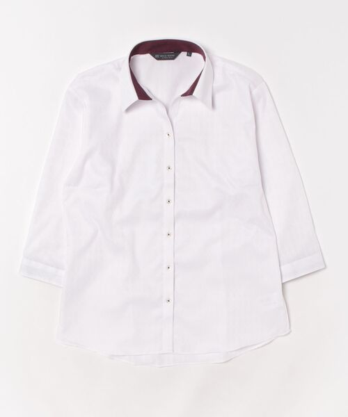 TOKYO SHIRTS(トウキョウシャツ)の「【超形態安定】 形態安定ノーアイロン スキッパー 7分袖ビジネスワイシャツ(ビジネスシャツ・レディース・ピンク・L/S/M/LL/XL)」の6枚目の写真