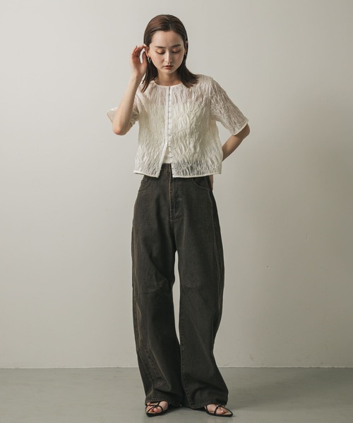 セール】フロントホックシャーリングブラウス（シャツ/ブラウス