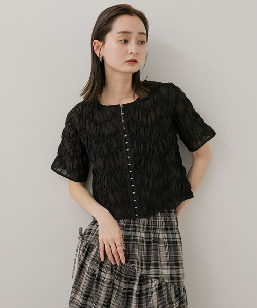 SENSE OF PLACE by URBAN RESEARCH(センスオブプレイスバイアーバンリサーチ)の「フロントホックシャーリングブラウス(シャツ/ブラウス・レディース・アイボリー/ライトブルー/ブラック・ONE)」の18枚目の写真