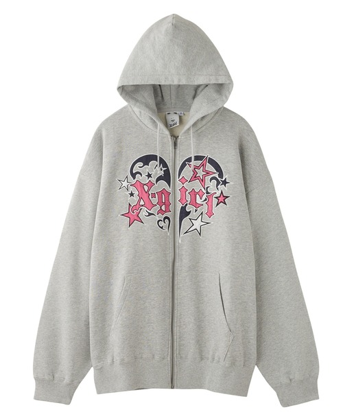 XG パーカー FACE BOX PATCH ZIP UP SWEAT HOODIE（パーカー）｜X-girl