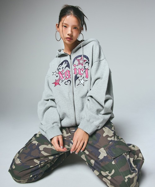 TRIBAL HEART ZIP UP SWEAT HOODIE（パーカー）｜X-girl