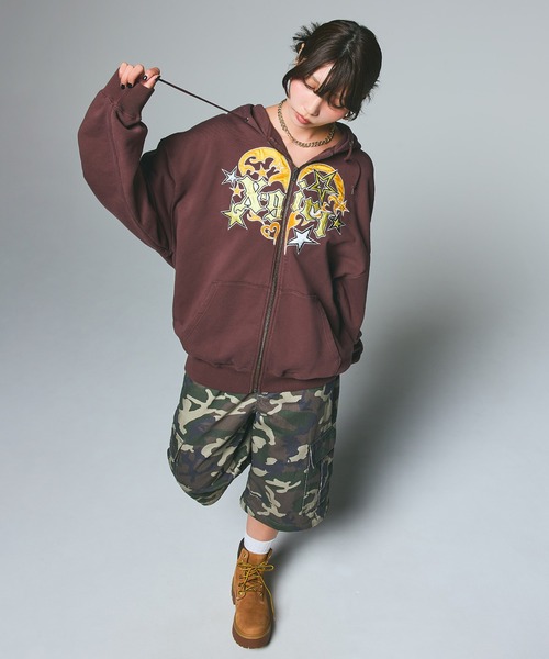 EXO パーカー TRIBAL HEART ZIP UP SWEAT HOODIE（パーカー）｜X-girl