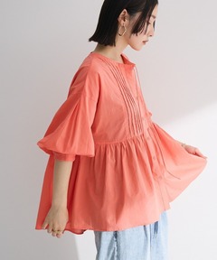 Gradation Sweat Puff Sleeve Peplum Tops/グラデーション