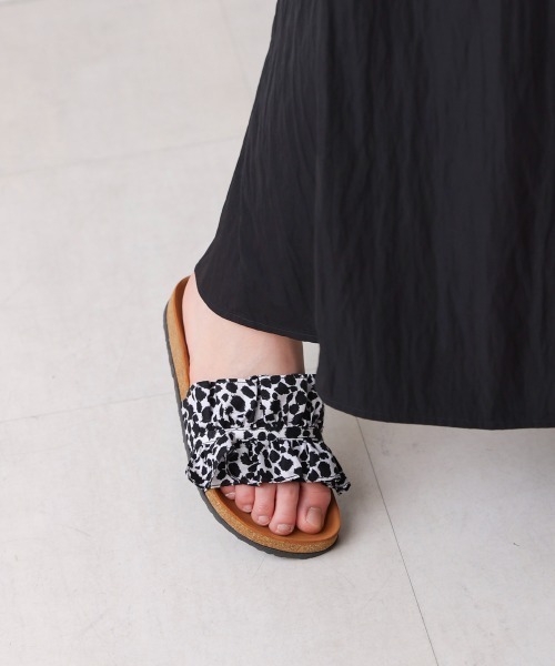 Silk Satin Sandal レオパードプリント レースサテン サンダル Silk Satin Sandal レオパードプリント レースサテン サンダル