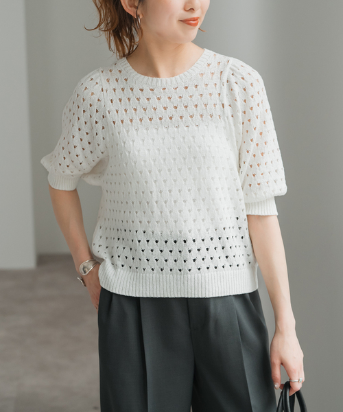 Camphor wood スパンコール ステッチ ニット sparkle stitching v neck sweater / スパンコールステッチV