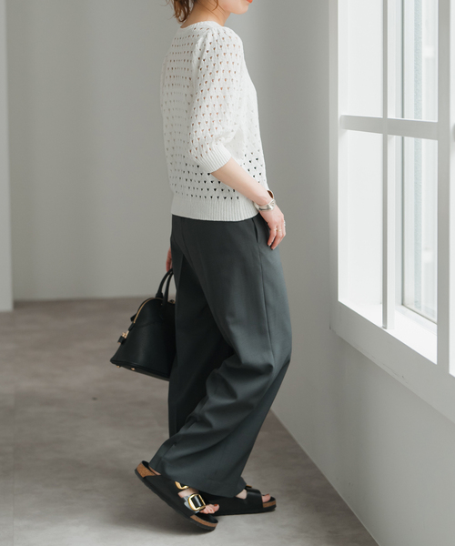 Spick and Span 今期　透かしドット柄パフスリーブニット セール】透かしドット柄パフスリーブニット（ニット/セーター