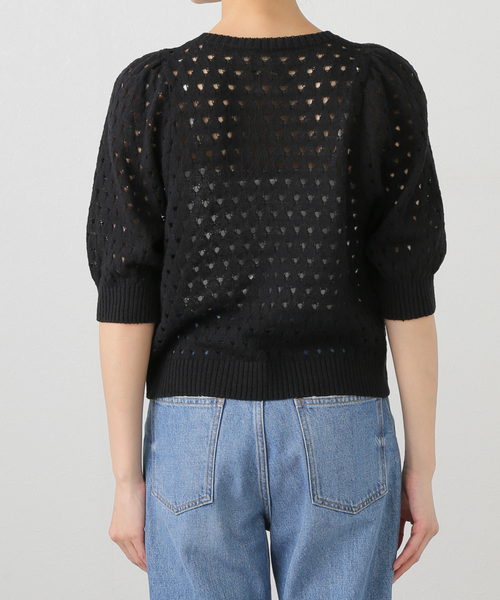 Spick and Span 今期　透かしドット柄パフスリーブニット 透かしドット柄パフスリーブニット（ニット／セーター）｜Spick