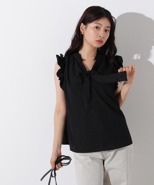 N.(N. Natural Beauty Basic)(エヌエヌナチュラルビューティーベーシック)の「フリルスリーブバックリボンブラウス(シャツ/ブラウス・レディース・ブラック/ブルー/ラベンダー・MEDIUM)」の12枚目の写真