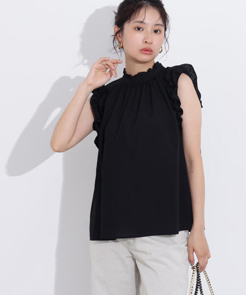 リボン　ロゴ文字　フリル　丈長め　ジレ　ベスト　ノースリーブブラウス MISCH MASCH（ミッシュマッシュ）の「□2023秋冬新作□リボン