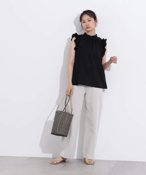 N.(N. Natural Beauty Basic)(エヌエヌナチュラルビューティーベーシック)の「フリルスリーブバックリボンブラウス(シャツ/ブラウス・レディース・ブラック/ブルー/ラベンダー・MEDIUM)」の14枚目の写真