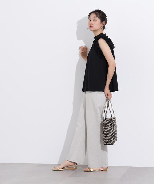 N.(N. Natural Beauty Basic)(エヌエヌナチュラルビューティーベーシック)の「フリルスリーブバックリボンブラウス(シャツ/ブラウス・レディース・ブラック/ブルー/ラベンダー・MEDIUM)」の15枚目の写真